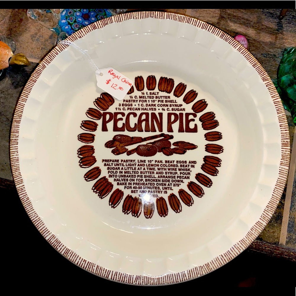Royal China Pecan Pie Plate w Recipe